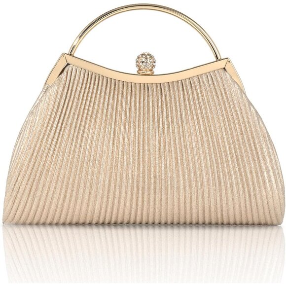 Women\'s Tan Sparkly Shoulder Evening Chain Strap Fashionable Clutch Bag